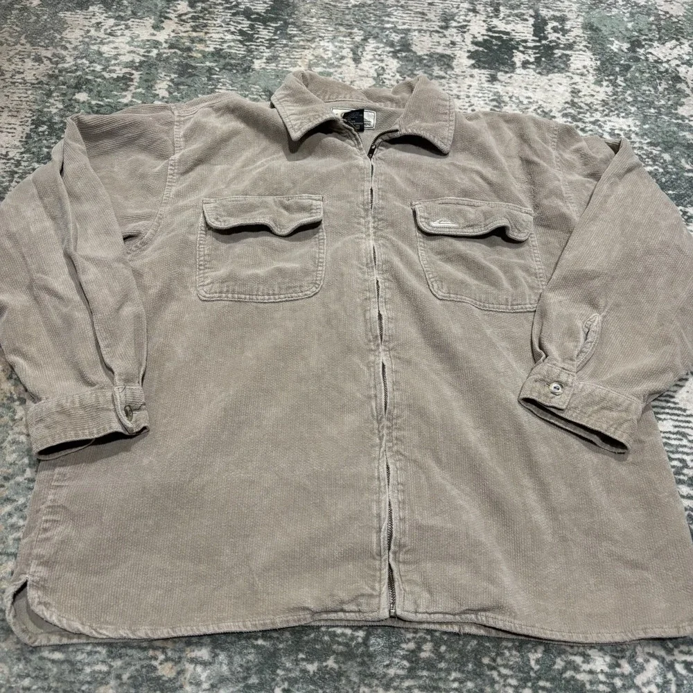 Vintage Quiksilver Jacket Mens XLarge Beige Corduroy Zip Up Surf Skate Y2K 90s